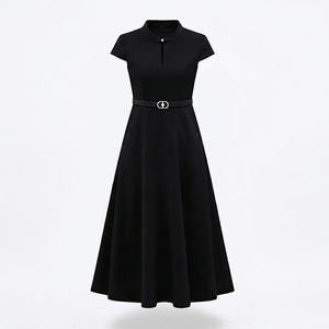 Buy In Bulk White Short Flare Sleeve Dress Elegant Button Detailing |  Alibaba.com