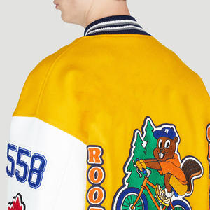 Chaqueta de hombre universitaria bordada personalizada de talla grande al por mayor chaqueta de Letterman de lona de manga larga transpirable de lana de alta calidad - Product Image 5