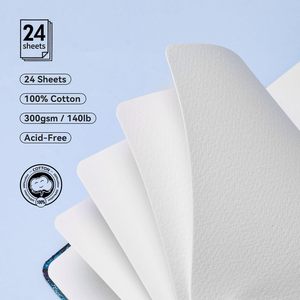 XinyiArt 140 lb 300 GSM 24 feuilles 100% coton <span class=keywords><strong>bloc</strong></span> <span class=keywords><strong>de</strong></span> <span class=keywords><strong>papier</strong></span> artiste carré <span class=keywords><strong>aquarelle</strong></span> <span class=keywords><strong>bloc</strong></span> pour <span class=keywords><strong>aquarelle</strong></span> peinture et médias humides - Product Image 2