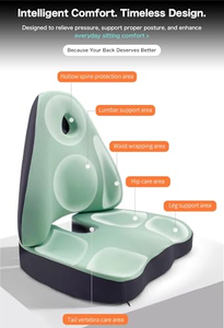 Coussin de siège de voiture ergonomique en mousse à mémoire de forme avec support lombaire, ensemble de coussins orthopédiques pour soulager les douleurs du coccyx et du dos pour véhicule - Product Image 3