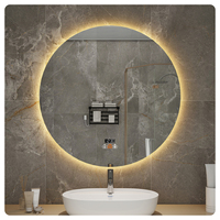 Miroir de salle de bain intelligent rond, écran tactile, lumière LED Bluetooth, montage mural, design graphique moderne de style européen et américain