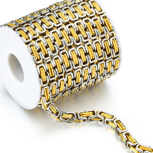 Cadena Bizantina Gruesa de Acero Inoxidable en Dos Tonos, Dorado y Plateado |   Diseño Robusto para la Fabricación de Joyería, Pulseras y Collares para Hombre - Product Image 1