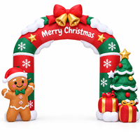 Arche gonflable de Noël avec arbre et boîtes cadeaux en forme d'homme en pain d'épices, Arche Joyeux Noël pour la décoration extérieure de jardin, pelouse et fête