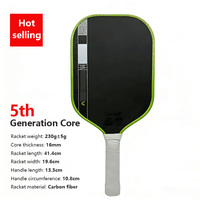 Raket Pickleball Portabel Generasi Ke-5 Baru dengan Inti Busa EVA + EPP Ketebalan 16mm untuk Permukaan Serat Karbon dengan Pencetakan Hot-Pressed