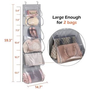 Sac de rangement suspendu pliable et portable pour salon, avec housse anti-poussière, pour sacs à main et vêtements - Product Image 3