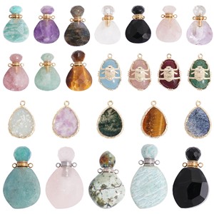 จี้ขวดน้ำหอมคริสตัลธรรมชาติทรงหยดน้ำสำหรับทำเครื่องประดับ หินกึ่งมีค่า ชุบเคลือบ สปริง 2024 ผลิตจากเมืองอี้หวู่ - Product Image 1