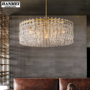Lustre en cristal de luxe français pour salon haut de gamme, style moderne et simple, réglable, pour villa ou hôtel HM-HR-027, taille moyenne, Lu - Product Image 2
