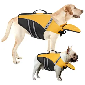 Dog Life Jacket Vest Ripstop Safety Pet Lifesaver Swimsuit With Adjustable Reflective Preserver Floatation