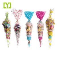 Effacer Cône Doux Chocolat Bonbons Cupcake Wrapper Personnalisé BOPP OPP Fête D'anniversaire Faveurs Bijoux Affichage Violoncelle Cône Sacs Inclus