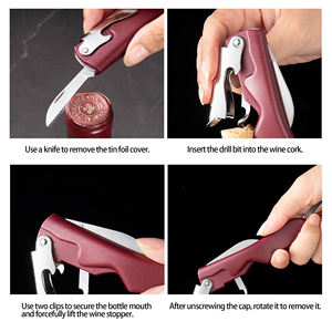 Tire-bouchon manuel professionnel compact pour <span class=keywords><strong>sommelier</strong></span>, ouvre-bouteille de barman de restaurant avec coupe-capsule - Product Image 4