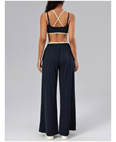 Ensemble de vêtements de sport pour femmes en 4 pièces, couleur contrastée, bretelles réglables, soutien-gorge de sport, pantalon large, vêtements de fitness, danse