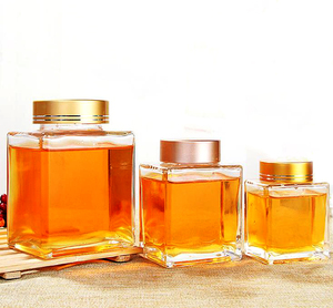 <span class=keywords><strong>Pot</strong></span> de confiture de nid d'oiseau en verre de haute qualité avec couvercle en plastique en vrac, carré et élégant - Product Image 1