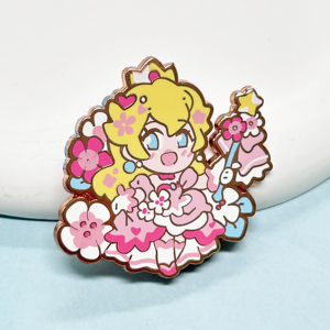 Épingles en métal personnalisées de haute qualité avec image de princesse et baguette magique rose, épingles en émail dur exquises et mignonnes - Product Image 1