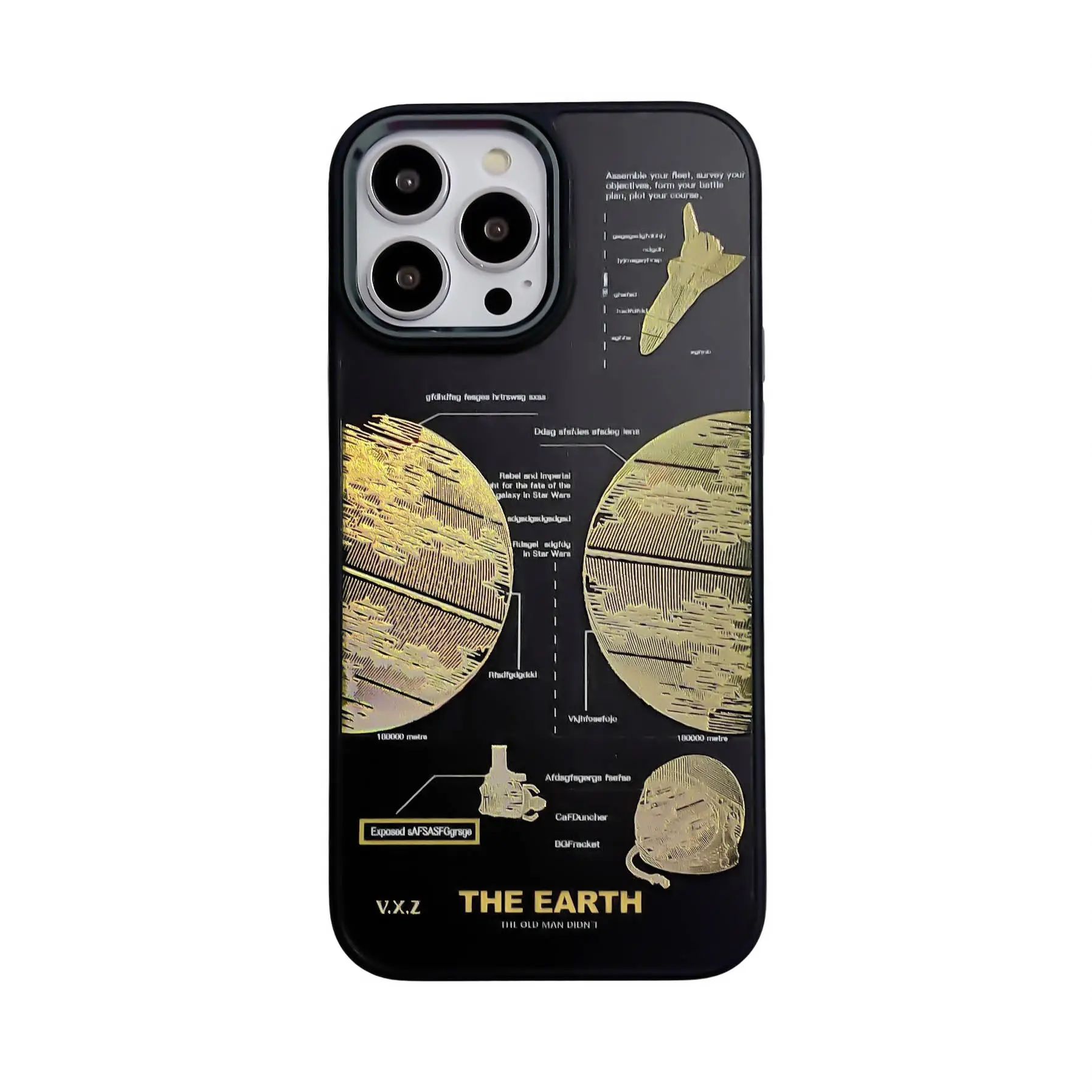 Custodia per telefono in rilievo placcata oro senlanase The earth per iPhone 13 Pro 12 Pro Max 11 XR XS Cover posteriore antiurto