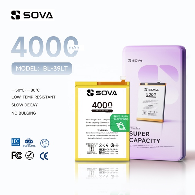 SOVA Cell Phone Battery for Tecno Spark 4 KC2 Spark 4 Lite KC8 Pop 3 Plus BB4 Battery BL-39LT Lithium Ion Batteries