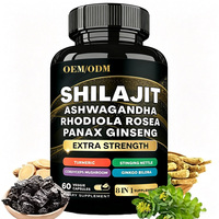 Capsules ODM personnalisées 8-en-1 Shilajit Ashwagandha, Rhodiola Rosea & Ginseng, Soutien Énergie, Endurance et Bien-être