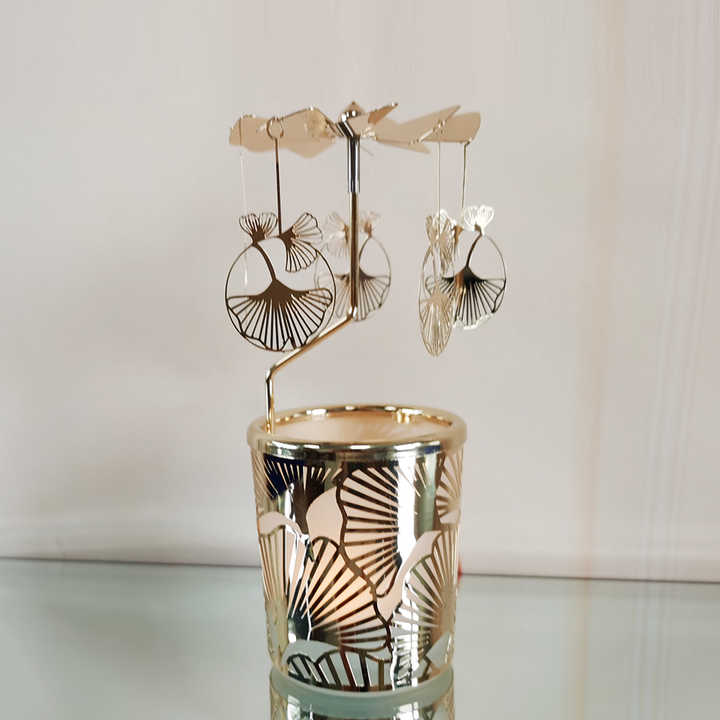 Custom Carousel Candle Holder - Apricot Leaf Rotary Windmill