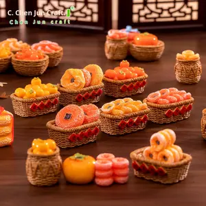 تصميم حديث مصغر لعبة البرسيمون محاكاة الراتنج الديكور ديي للذكرى حقيبة أعمى التبعي زخرفة مصغرة - Product Image 2