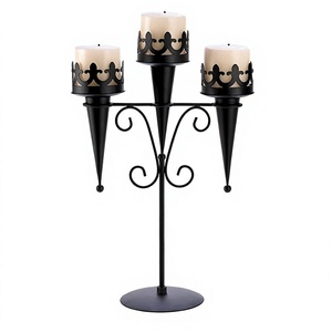 Modern Elegant Handmade Natural Iron <b>Black</b> <b>Heart</b>-Shaped Candle Holders Set Decorative Pillar Holders Axiom Home Christmas - Product Image 1