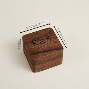 Wooden Jewelry Box Square <b>Ring</b> <b>Storage</b> Gift Box With Lids For Wedding Diamond <b>Rings</b> - Product Image 4