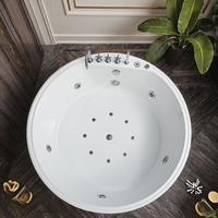 Baignoire ronde autoportante en acrylique moderne avec massage à air intégré pour usage intérieur, capacité 1 personne, pour hôtel et villa