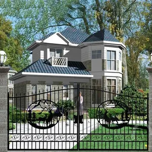 Greatbear Wrought Iron Main Gates 14' Deer Design Dual Swing Wrought Iron Gate For Driveway