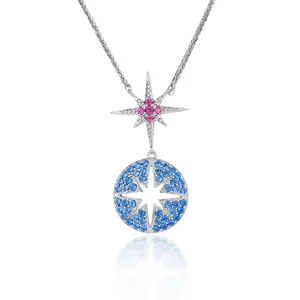 DEYIN 18kGold Plated 2024 New Fashion Jewelry Moissanite Star Signet North Star Pendant Necklace For Women