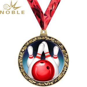 Medalla de bolos noble con premio de torneo deportivo con cinta impresa de bolos - Product Image 6