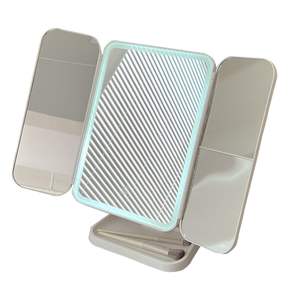 Espejo de Maquillaje LED Moderno al por Mayor con Lámpara, Plegable de Tres Lados, Aumento Ampliado, para Escritorio y Dormitorio - Product Image 1