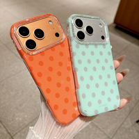 Coque de protection colorée à pois pour iPhone 17 Pro Max 14 15 16 Pro, style fantaisie, antichoc IMD, pour femmes