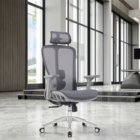 Nouvelle chaise de bureau ergonomique moderne en maille de bonne qualité, pivotante, avec accoudoirs réglables, support lombaire, appui-tête et vérin à gaz certifié classe 3