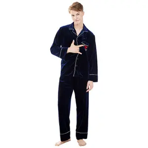Оптовая продажа, одежда для сна с длинным рукавом, теплый и мягкий флисовый мужской зимний пижамный комплект