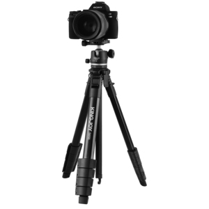 Tré<span class=keywords><strong>pied</strong></span> de voyage léger Kingjoy Professional S600+GS10 avec <span class=keywords><strong>rotule</strong></span> à 360° pour appareil <span class=keywords><strong>photo</strong></span> reflex numérique et téléphone portable, 4 sections, charge de 10 kg - Product Image 1