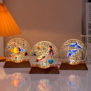 Lámpara de Noche de Cristal Artesanal con Bola de Cristal y Grabado Láser 3D para Regalo o Decoración - Product Image 4