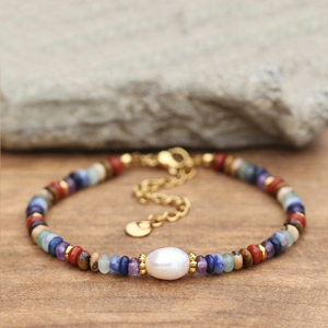Freshwater Pearl Gemstone Beaded Dainty <b>Bracelet</b> Minimalist PVD Gold Stainless Steel <b>Healing</b> Yoga Jewelry Wholesale - Product Image 5