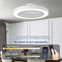 Ventilateur de plafond moderne à profil bas avec télécommande et contrôle par application, LED intégrée, intensité réglable, silencieux, pour chambre, appartement, loft
