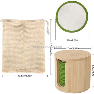 Tampons démaquillants ronds lavables et réutilisables en <span class=keywords><strong>bambou</strong></span>, 12 pièces de bonne qualité, avec boîte ronde en <span class=keywords><strong>bambou</strong></span> - Product Image 3