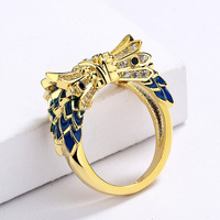 Bijoux fantaisie KYRA01432, bagues créatives en forme de poisson, plaquées or 18 carats, en laiton avec sertissage clos, émail fait main, pour femmes
