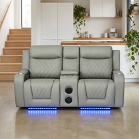 Canapé inclinable électrique 3 places Frank Luxury Power avec porte-gobelets et table rabattable pour home cinéma et salon