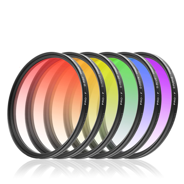 Factory Custom 49-82mm Glass Gradual Color Filters for Camera-Waterproof with Aluminum Frame