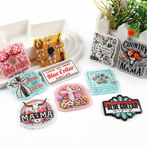 Customizable Colorful Acrylic Flatbacks Nurse Badge <b>Holders</b> With Floral And Pattern Designs For DIY Decorations - Product Image 4
