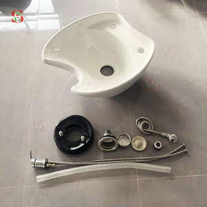 Kit de lavabo professionnel en céramique noire avec robinet, douchette et repose-nuque ergonomique en silicone - Product Image 5