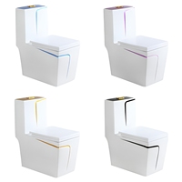 Prix de gros WC monobloc en céramique doré, à chasse directe, avec sangle de fixation carrée, personnalisable en usine