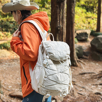Sac à dos esthétique de grande capacité pour femmes, léger, portable, avec fermeture à glissière, design avec cordon élastique, sac d'école