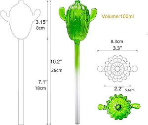 Forma de cactus, dispositivo de cultivo de plantas de interior/exterior, globo de riego de vidrio con picos de agua, regalos novedosos - Product Image 5