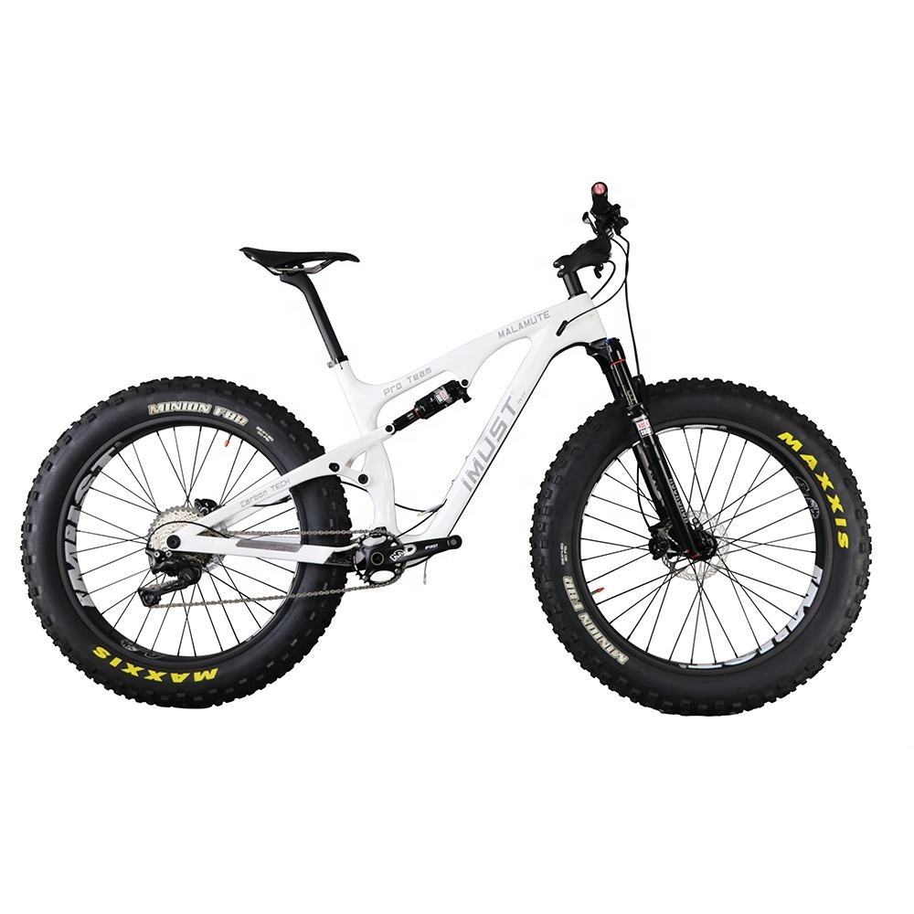 26er Full Suspension Carbon Fiber Fat Bike with Disc Brakes, 12