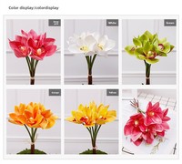 Bouquet de fleurs artificielles en latex réaliste de haute qualité, 6 têtes, orchidée Cymbidium rose, pour la fête des mères, mariage, remise de diplôme