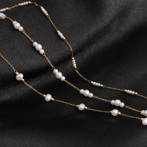 Cadena de Bolas con Cuentas de Perlas de Imitación de Acero Inoxidable Chapado en Oro de 18K al por Mayor para Collares Hechos a Mano para Mujer - Product Image 1