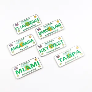 Desain khusus magnet pelat logam souvenir turis pulau Florida paduan seng untuk kulkas