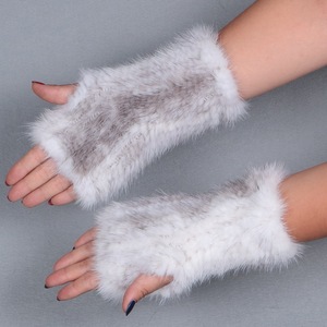 MWFur <span class=keywords><strong>Mitaines</strong></span> d'hiver de luxe en fourrure sans doigts Gants en fourrure de vison pour femmes <span class=keywords><strong>Mitaines</strong></span> tricotées <span class=keywords><strong>à</strong></span> la main Mode élastique - Product Image 3